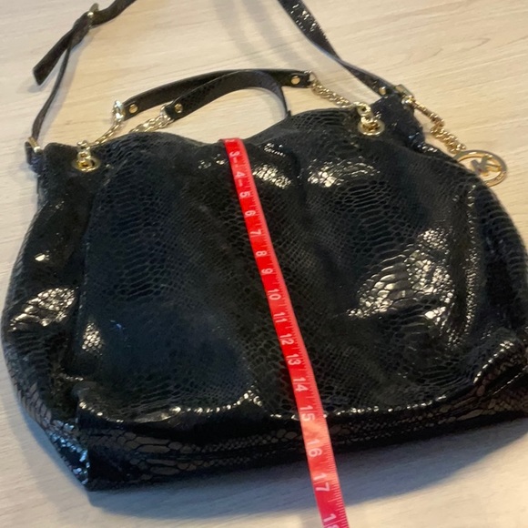 Michael Kors Black Patent Leather Crocodile Purse Handbag - Picture 13 of 16